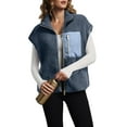 thumbnail image 2 of YDFCWXW Womens Fuzzy Fleece Vest Oversized Sleeveless Sherpa Jacket Casual Warm Outerwear With Pockets Fall Fashion Clothes (Blue, XL), 2 of 5