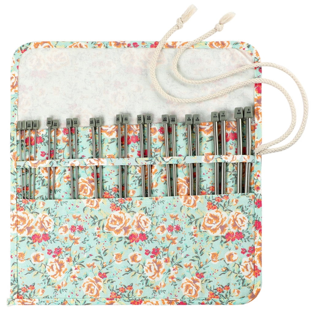 11Pairs Single Pointed Knitting Needle Bag Case 25.0cm Straight Knitting Needle