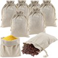 thumbnail image 1 of Cotton Bag 8 pieces Cotton Drawstring Bags 25 x 30cm Bread Bags Reusable Fruit and Vegetable Bags in Vegetable Canvas Shopping Nets DIY Vegetable Net, 1 of 5