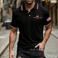 thumbnail image 3 of 250 Anniversary Usa Polo Shirts for Men Usa Flag Print Lapel Collar Short Sleeve V Neck T-Shirt Fourth Of July Patriotic Star Relaxed Fit Soft Tshirts, 3XL, #01 Black, 3 of 4