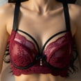 thumbnail image 4 of BRGZLK Lace Bralette for Women Trendy Wireless Lift Breathable Mesh Unlined Bras,Everyday Bras Comfortable Minimizer Bra Wine XL, 4 of 5
