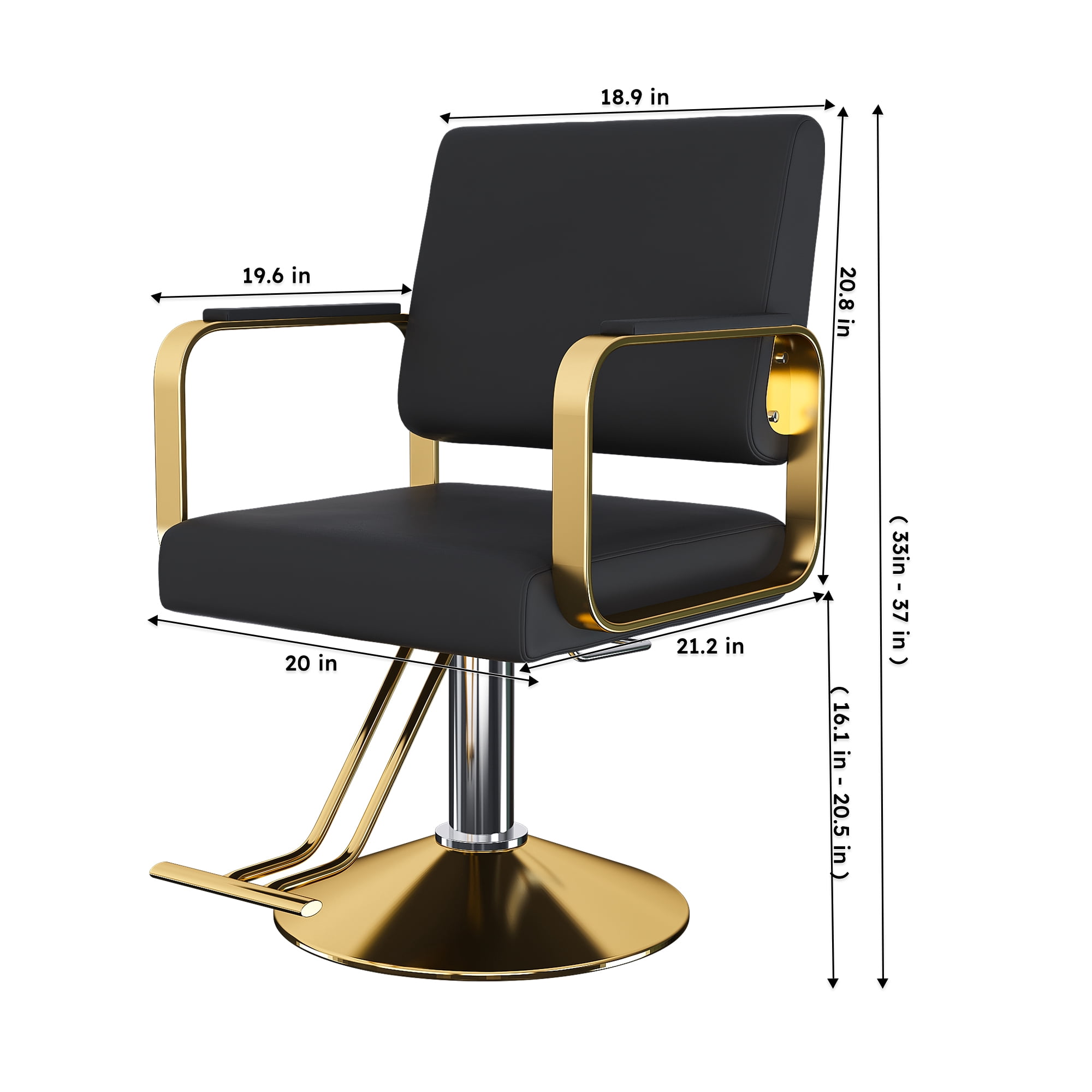 Yoneston 360°Swivel Salon Barber Chair, Rolling Stylist Chair with Heavy Duty Hydraulic Pump, Spa Beauty Equipment for Hair Stylist Women Man, Black+Gold
