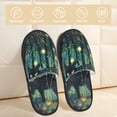thumbnail image 2 of Fotbe Mystical Black Cat Fireflies Pantuflas Peludas para Mujer con Estampado, Zapatillas de Peluche, Zapatos de Invierno para Casa, Uso Interior y Exterior-Large, 2 of 8