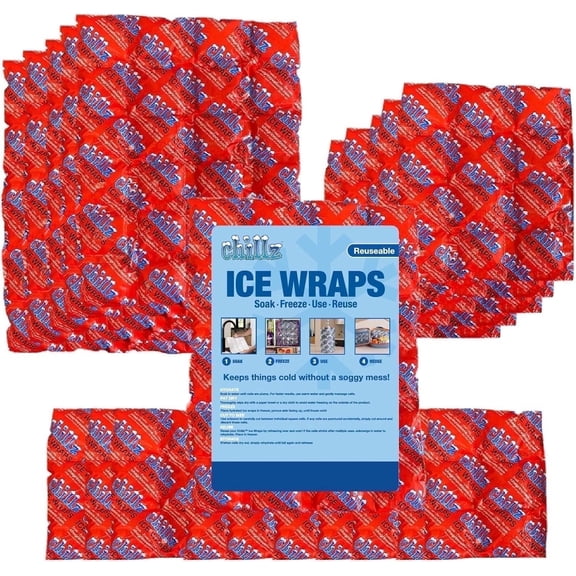 Chillz Reusable Ice Wraps 20 Pack (Red)