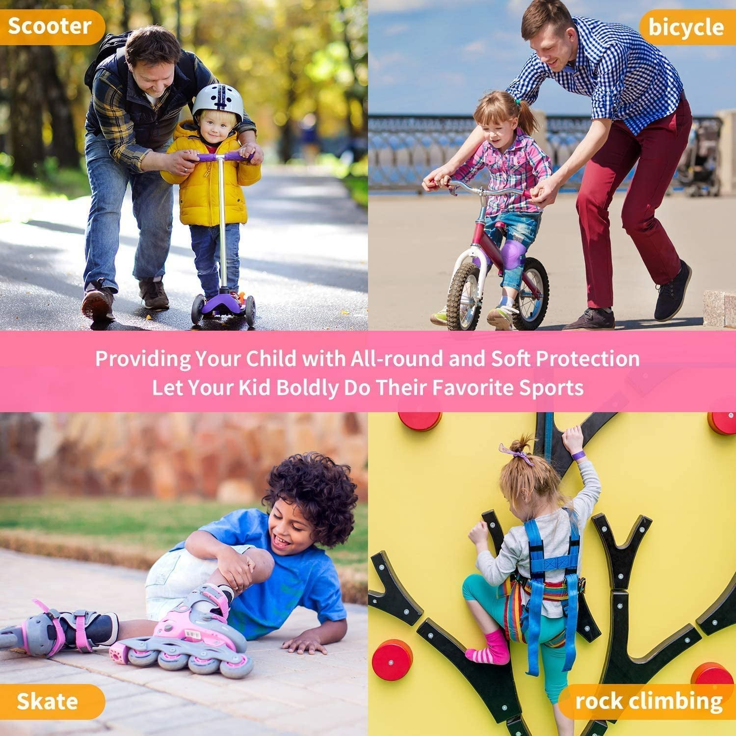 ZMLEVE Enfants jeunes Genou Genou Genouillere Poignets Gardes Ensemble d Equipement de Protection pour les Patins a Roulettes Velo Velo Planche a Roulettes en Ligne Patins a Roulettes Scooter Equitati...