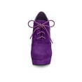 thumbnail image 6 of BLISSFUL STEP Women's Platform Block Heel Lace Up Booties Purple 8, 6 of 7