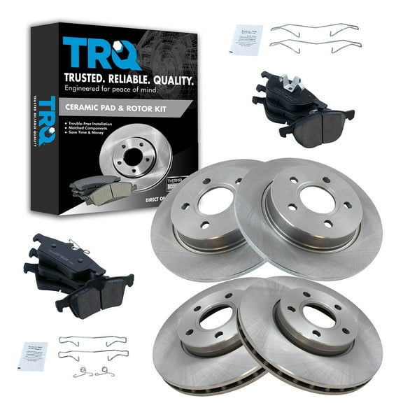 TRQ Front and Rear Brake Pad & Rotor Kit Brake Pads Brake Rotor Ceramic Fits Select 2012-2018 Ford Focus