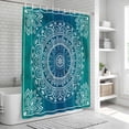 thumbnail image 7 of Teal Blue Boho Waterproof Fabric Shower Curtain,Retro White Rustic Flower Ethnic Pattern Waterproof Fabric Shower Curtain for Bathroom Curtains Bathtubs Shower Curtains with 12 Hooks Standard 66x72, 7 of 7
