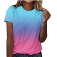 thumbnail image 6 of Ichuanyi Womens Summer Tops Trendy Gradient Color Print Short Sleeve Tshirts Shirts Crew Neck T Shirts Fashion, 6 of 7
