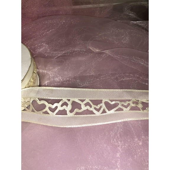 Charmed Love of Your Heart Oraganza cut out ribbon; 1 1/2"; Ivory; 5 Yards