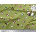 thumbnail image 2 of Soimoi Green Modal Satin Fabric Star & Human Face Printed Craft Fabric by the Yard 42 Inch Wide, 2 of 3