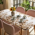 thumbnail image 3 of Brown Yellow Eucalyptus Leaves Table Cloths for 5 Foot Rectangle Tables, Watercolor Spring Summer Botanical Patio Waterproof Elastic Fitted Tablecloths, Washable Rectangular Table Cover for Camping, 3 of 8