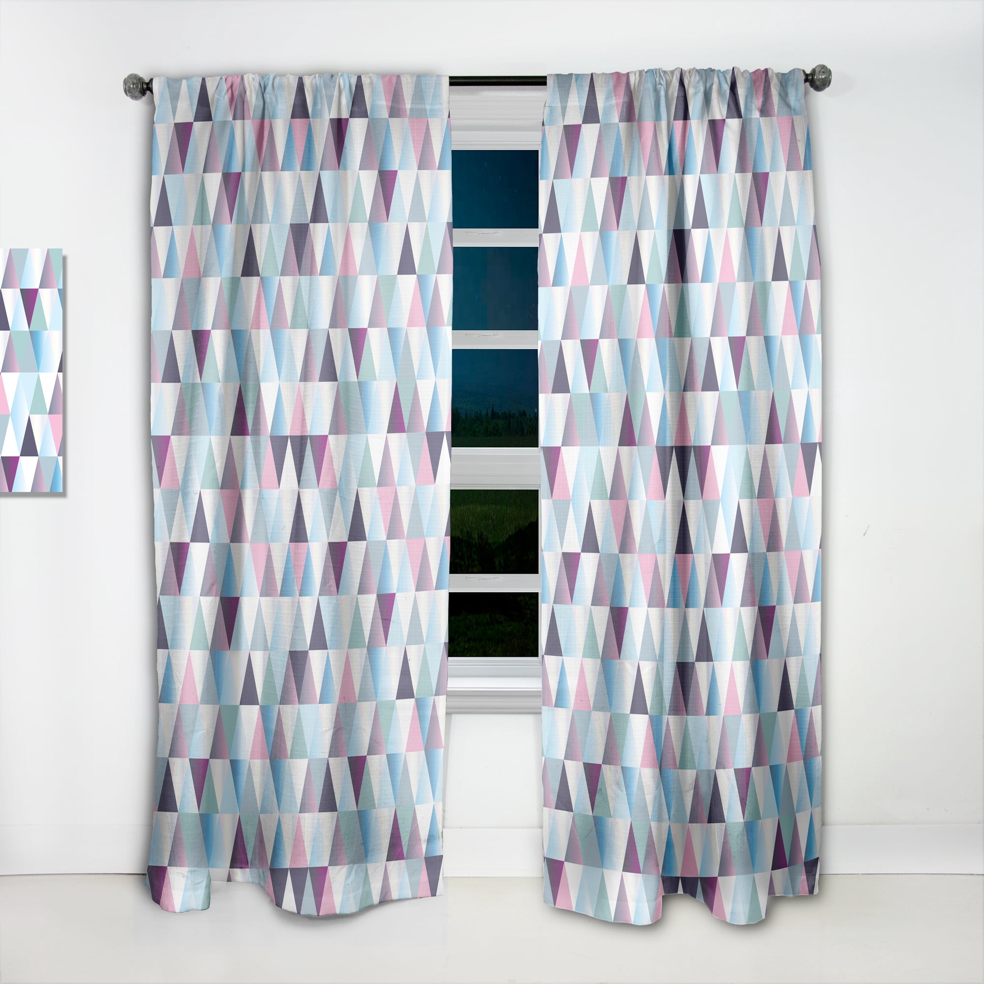 Designart 'Triangular Shapes Colourfields XIII' Modern Curtain Panel
