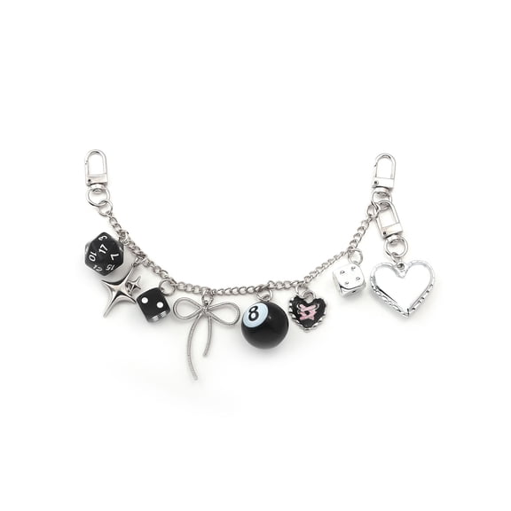8 Ball Dice Charm Keychain Heart Bow Bag Charm - Y2K Cute Bag Purse Handbag Extender Chain Wallet Chain - for Women Men Gift