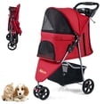 thumbnail image 1 of Gymax Foldable Pet Stroller Adjustable Cat Strolling Cart w/ Adjustable Canopy 3 Shock-absorbing Wheels Red, 1 of 10