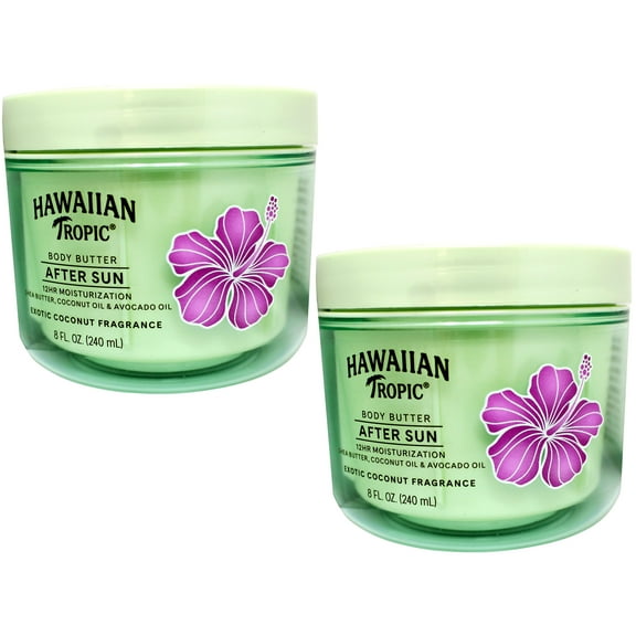 2 Pack - Hawaiian Tropic After Sun Body Butter with Coconut Oil, 12HR Moisturization, 8 FL OZ