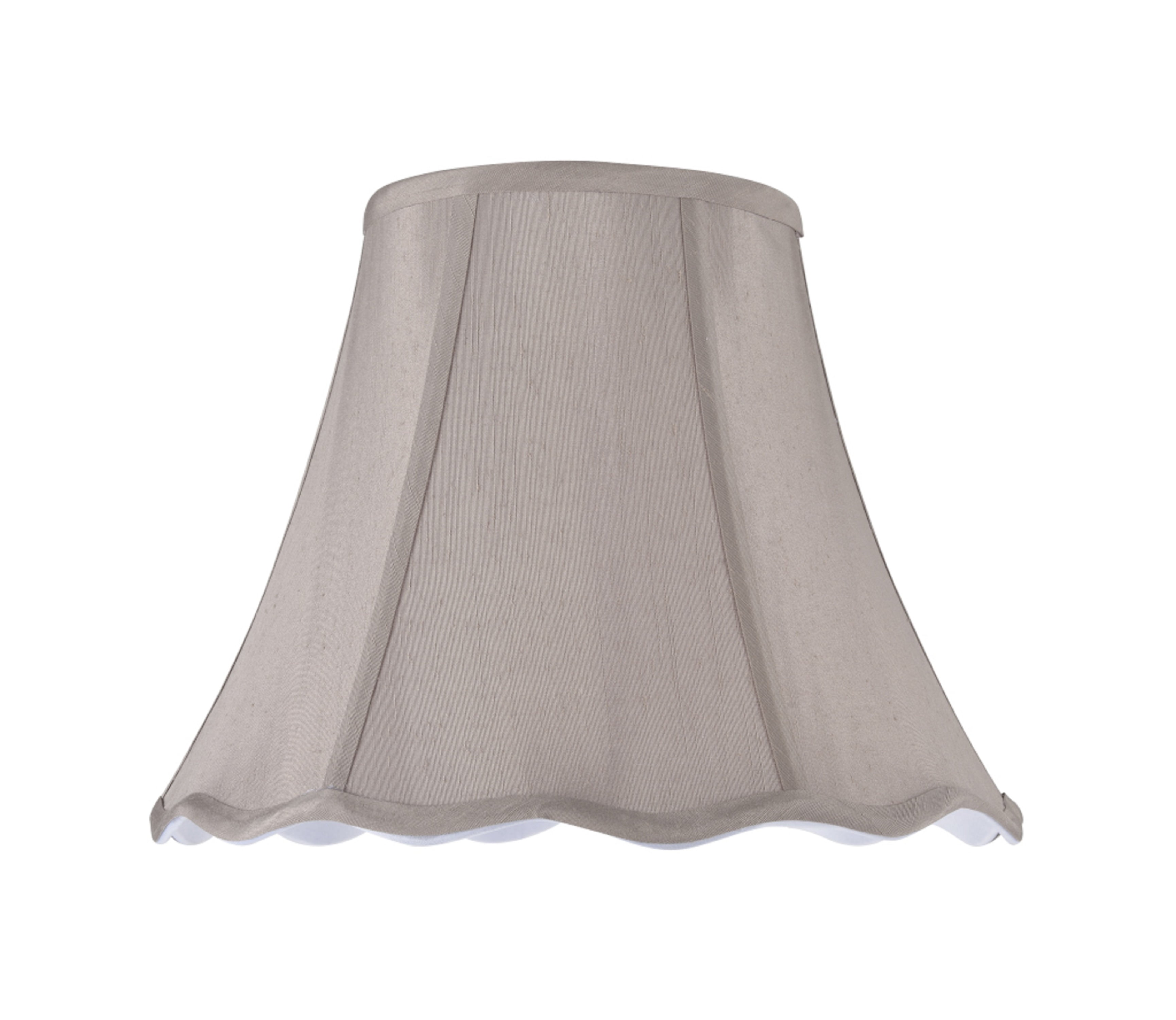 Taupe Silk Bell Lamp Shade with Scalloped Edge
