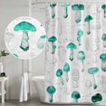 thumbnail image 5 of Teal Mushroom Shower Curtain, Waterproof Shower Curtains for Bathroom, Vintage Botanical Autumn Farmhouse Washable Fabric Bathtub Curtain Set Bath Decor with 12 Hooks Standard 72"x72", 5 of 8