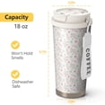 thumbnail image 3 of Floral 18oz Double Drinking Coffee Mug – Vacuum Insulated Stainless Steel Travel Cup with Leakproof Lid, 316 Steel Thermos Tumbler for Hot & Cold Beverages,Thanksgiving,Christmas, Spring,Flower, 3 of 6