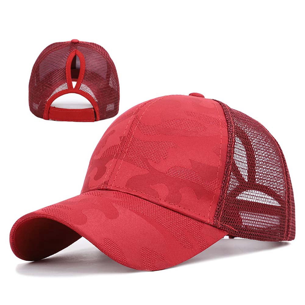 Dcastle Outdoor Running Cap Sunshade Breathable Sun Protection Hat with Adjustable Back Closure for Hiking Running Red, Women's, Size: One Size