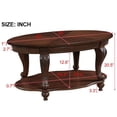 thumbnail image 5 of 42'' oval wood coffee table for Living Room 2-Tier Solid Wood Cocktail Table with Open Storage Shelf Easy Assembly Cherry, 5 of 6