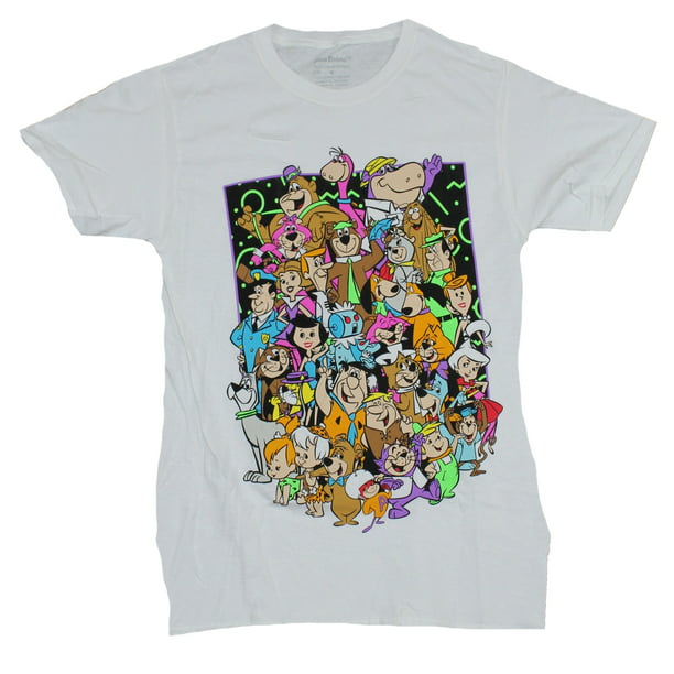 Hanna Barbera Mens T-Shirt - Giant Cast Cast of Classic Cartoons (Small) -  