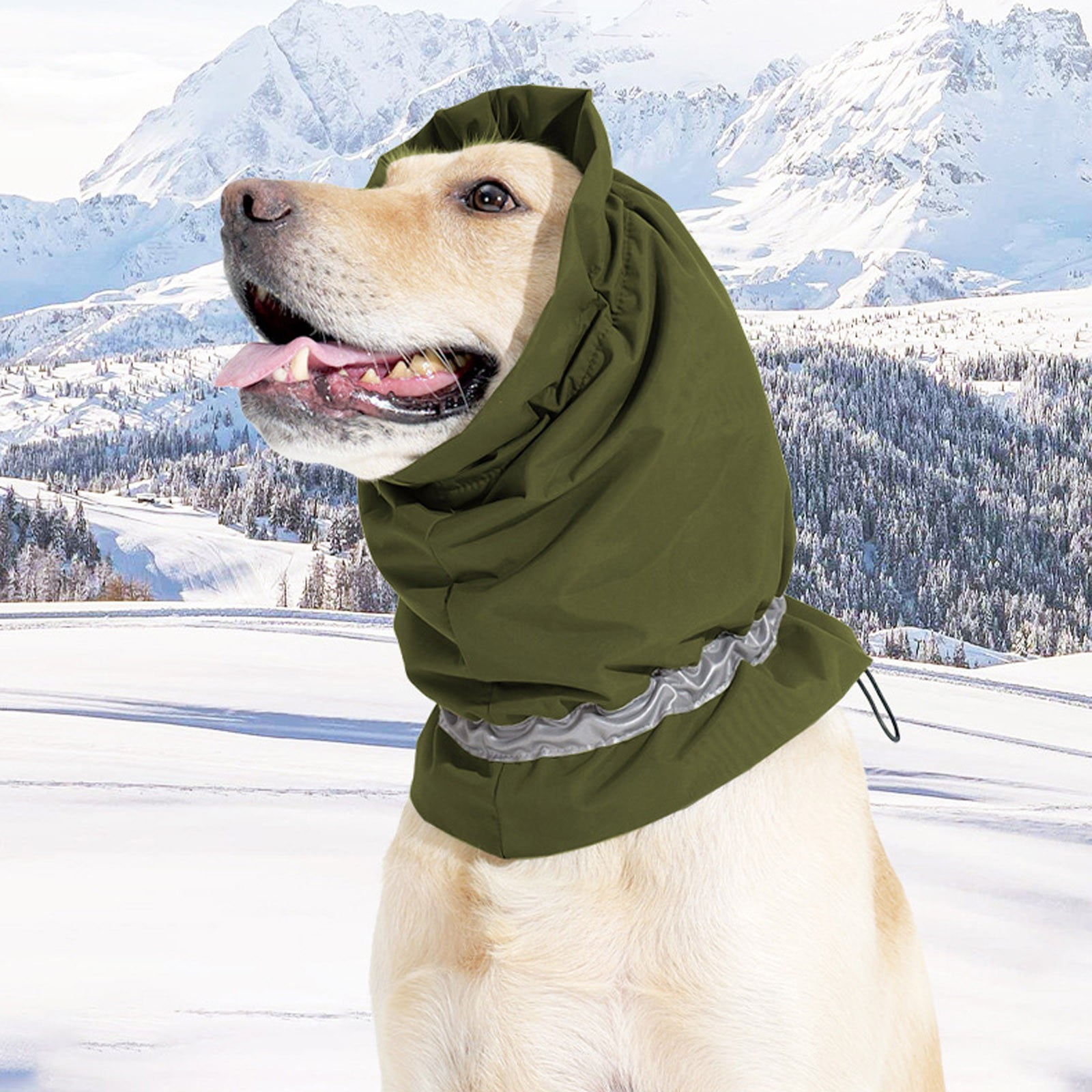 Dog Neck Gaiter Reflective Water Resistant Snood Adjustable Neck Warmer for Small Medium Large Dogs Winter Outdoor Walking