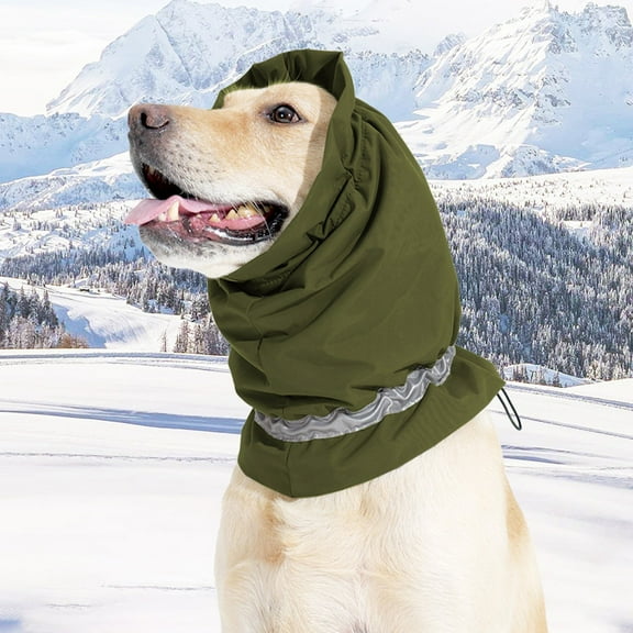 Waterproof Dog Snood Dog Neck and Ears Warmer Reflective Neck Ear Scarf Snood Headband Scruff Winter Headwear Cold Weather Accessory for Dogs Green L