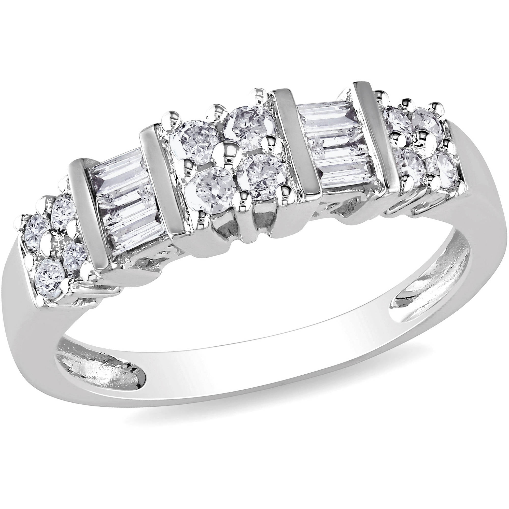 wow 2ct baguette cut diamond eternity bridal engagement Ring 14k white gold over 