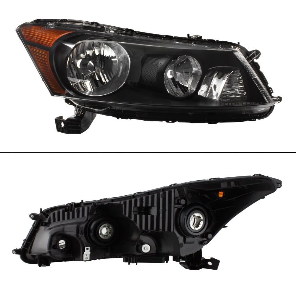 AKKON - For 2008 2009 2010 2011 2012 4-Door Sedan Honda Accord Black Bezel Driver & Passenger Side Headlights lamps