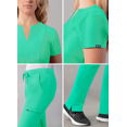 thumbnail image 4 of Adar Addition Go-Higher Scrub Set For Women - Notched V-Neck Scrub Top & Skinny Cargo Scrub Pants, 4 of 7