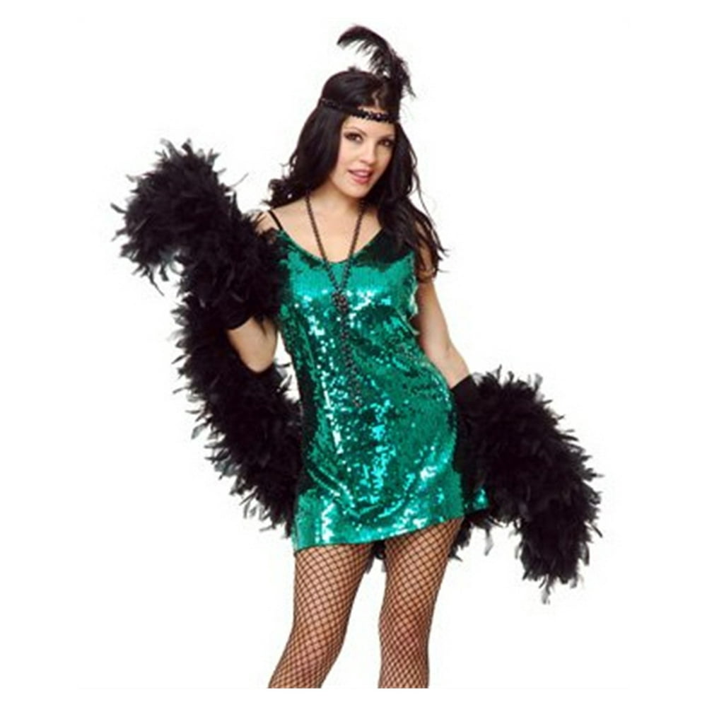 Womens Green Sequin Flapper or 70s Disco Queen Costume Dress Walmart