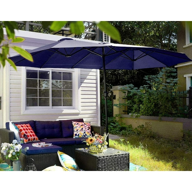 Mf Studio 13ft Outdoor Market Umbrella Double Sided Twin Large Patio With Crank Navy Blue Com Mf Studio 13ft Outdoor Market Umbrella, 13 Ft Patio Umbrella With Crank