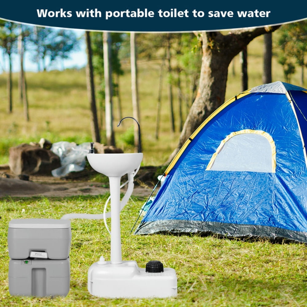 Finihen Outdoor Portable Sink, Portable Camping Sink, Camping Hand Wash Station Basin Stand with 4.5 Gallon Tank, White Finihen Outdoor Portable Sink, Portable Camping Sink, Camping Hand Wash Station Basin Stand with 4.5 Gallon Tank, White