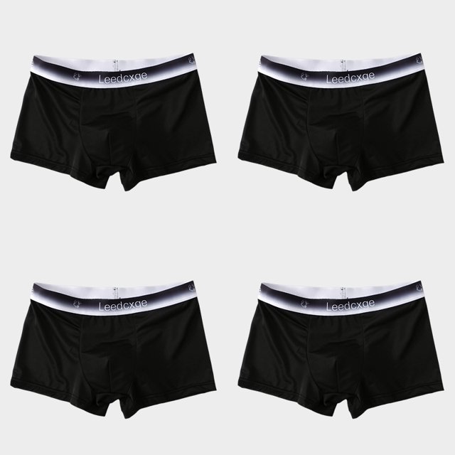 Summer Men Boxers Ice Silk Seamless Panties Ultra-thin Gradient Color Underpants Breathable 4 PCS Set Slip Silk Panties Men 2 M