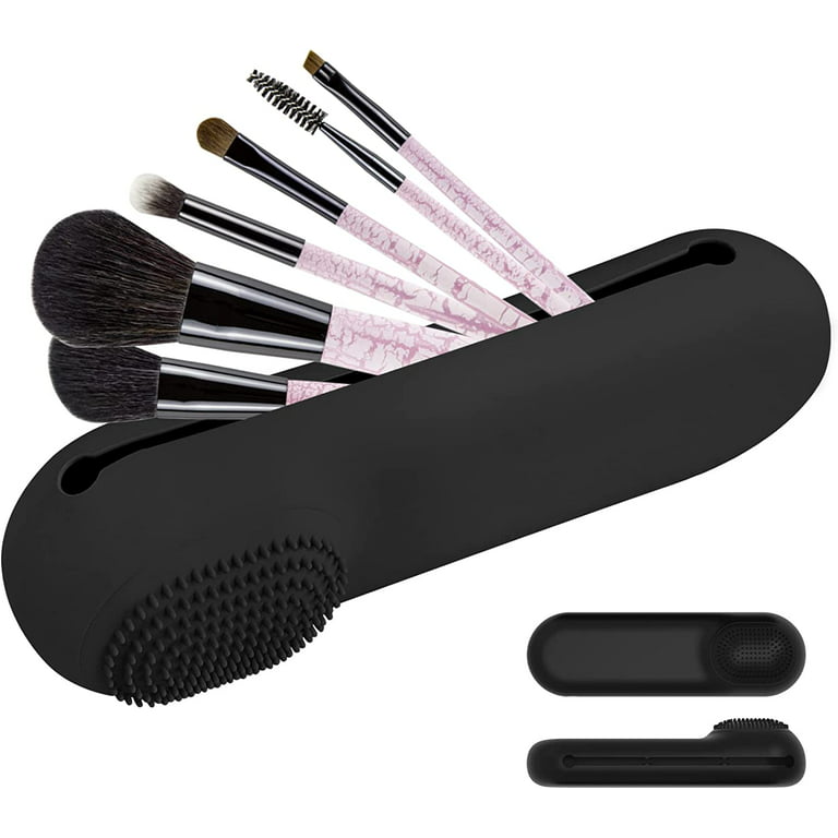 Silicone Makeup Brush Holder Case, Full Sized & Larger Brushes Fit,  Cosmetic Brush Holder Organizer, Silicon Make Up Brush Container for  Travel, Daily Use, Pink (Makeup Brushes Not Included) 