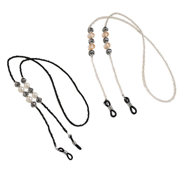 Hytrove  2 Pcs Holder Beaded Glasses Snow Chain Eyeglass Strap Vintage
