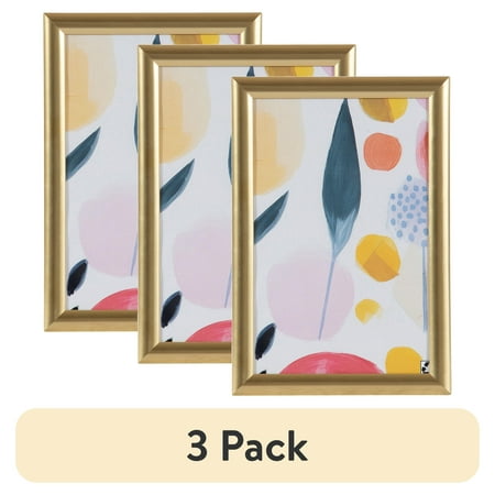 (3 pack) DesignOvation 4x6 Linear Gold Decorative Tabletop Picture Frame
