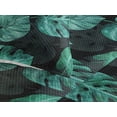 thumbnail image 3 of Monstera Leaves Coverlet, Watercolor Tropical Boho Feels Leaves Pattern on Dark Jungle Back, 3 Piece Decorative Bedspread Set with 2 Pillow Shams, King Size, Jade Green Sea Green, by Ambesonne, 3 of 4