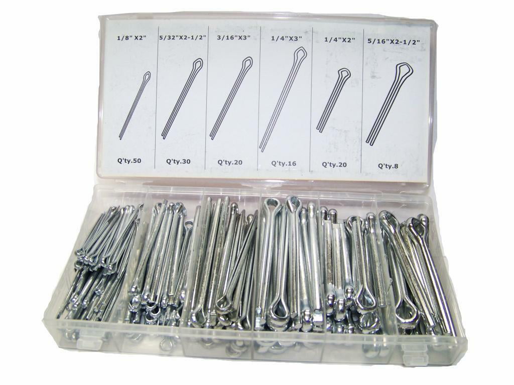 Key Fitting Assortment Tool Kit Extra Long 144 Pcs Cotter Pin Clip Assortment 