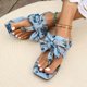 thumbnail image 5 of Bmisegm Women's Large Size Bow Colorful Clip Toe Vacation Sandals Beach Shoes Sandals Women Summer Blue 8, 5 of 5