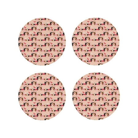 

Tideii Dachshund Couple for Leather Coasters 4 Pieces Anti-fouling and Anti-scalding Decorative Coasters Suitable for Restaurants Kitchens Coffee Shops-Round Shape