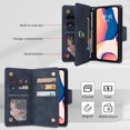 thumbnail image 4 of ELEHOLD Wallet for iPhone 15 Pro Max 6.7" Case, PU Leather Large Capacity Card Holders Zipper Wallet Detachable Wris Strap Cash Pocket Kickstand Shockproof Flip Wallet Protective Case, Blue, 4 of 9
