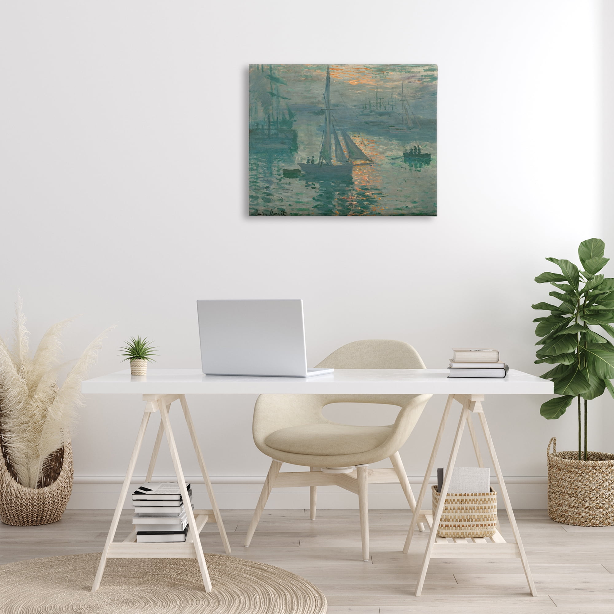 Stupell Industries Classic Monet Marine Sunrise Transportation Painting Wrapped Canvas Art Print Wall Art, 30 x 24