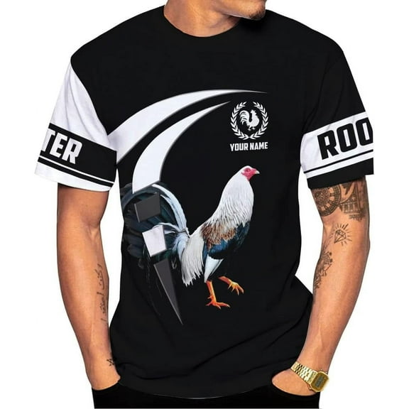 Personalized Name Rooster Shirt 3D, Rooster Shirts for Men, Chicken Tshirts Shirts for Women, Funny Chicken Shirts (T-shirt, S)