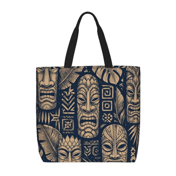 Ancient Totem Pattern Tote Bag Reusable Shoulder Handbag Top Handle Purse for Shopping Work