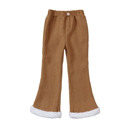 

Esaierr Kids Toddler Flare Pants for Girls Spring Fall Corduroy Flare Bottoms Elastic Waist Flare Leggings Casual Plush Trousers 1-9T