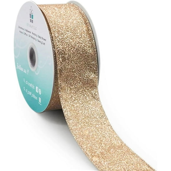 Cinta con alambre con brillo CT CRAFT LLC 1.5 cm x 10 m Dorada para Navidad