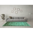 thumbnail image 3 of Ahgly Company Indoor Round Oriental Turquoise Blue Traditional Area Rugs, 4' Round, 3 of 4