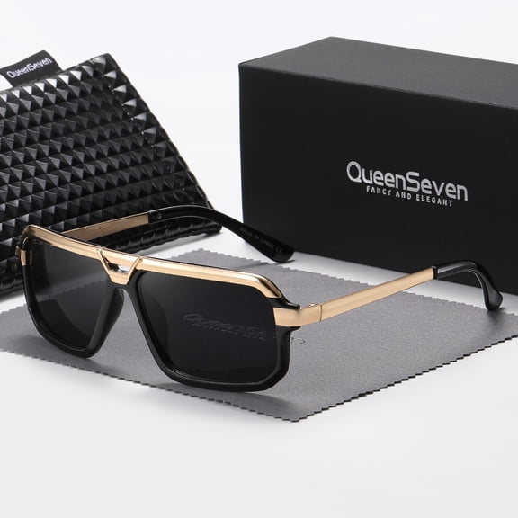 QueenSeven Unisex Exquisite Craftsmanship Full Frame Metal Polarized Trendy Stylish Sunglasses for Outdoor Travel Sunshade Eye Wear UV400